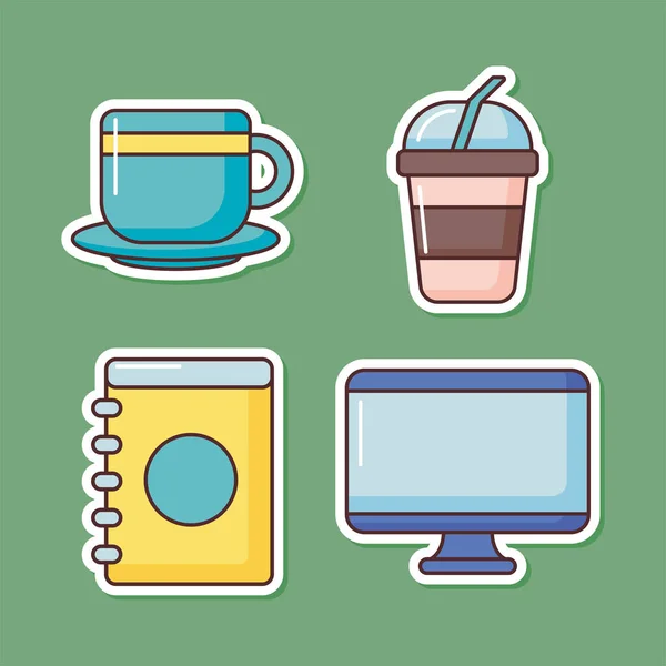 Four coffee items — Stock Vector