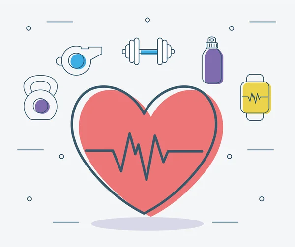 Artículos de acondicionamiento físico y corazón — Vector de stock