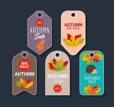 beş sonbahar indirim etiketi