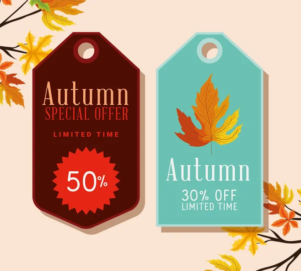 Outono tags representação — Vetor de Stock