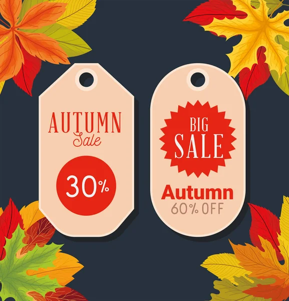 Vente automne tags design — Image vectorielle