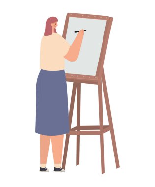 sanatçı kadın illüstrasyonu