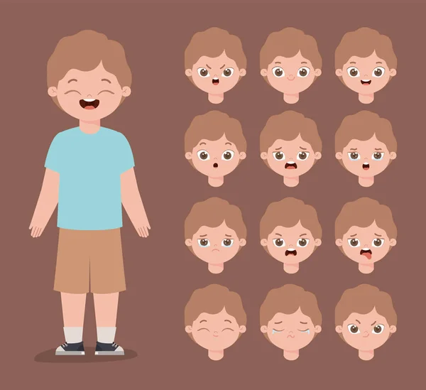 Twelve male expressions — Stockvector