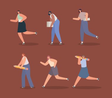 6 kadın çalışıyor.