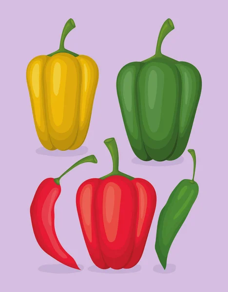 Πέντε υγιή πιπέρι — Διανυσματικό Αρχείο