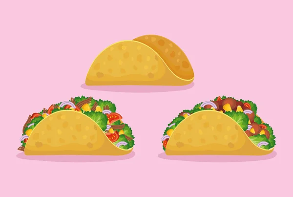 Tres tacos mexicanos — Vector de stock
