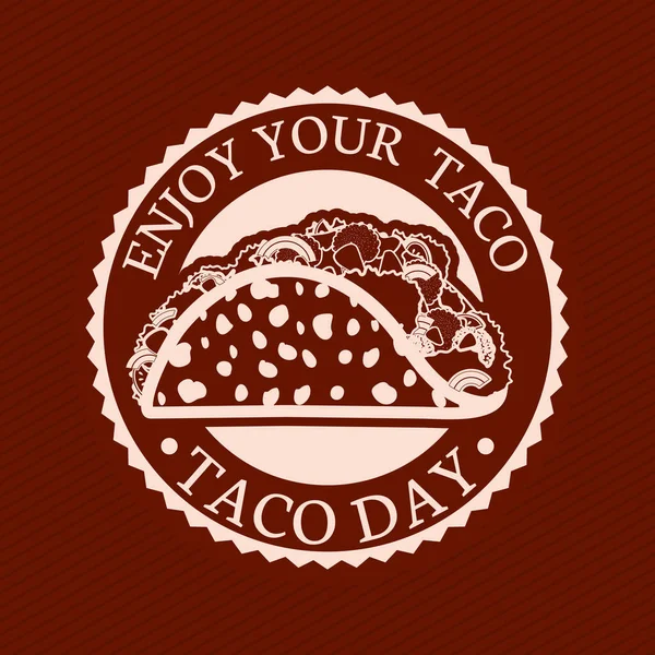 Taco día etiqueta ilustración — Vector de stock