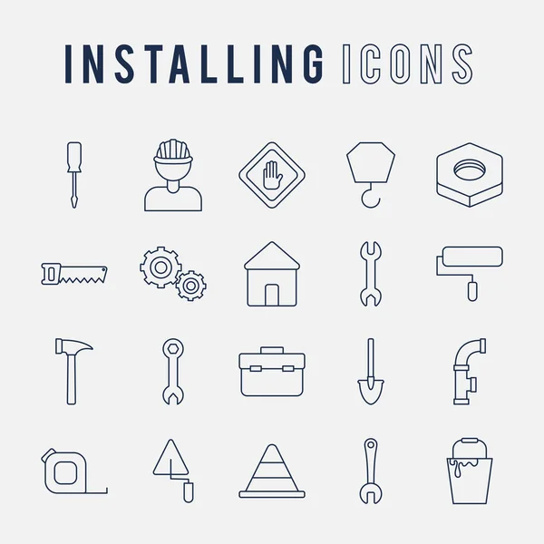 Twenty installing icons — Stock Vector