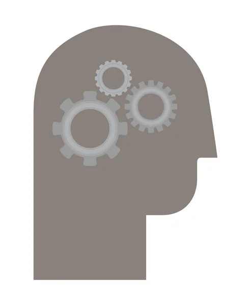 Silhouette head with cogwheels — Stockvector