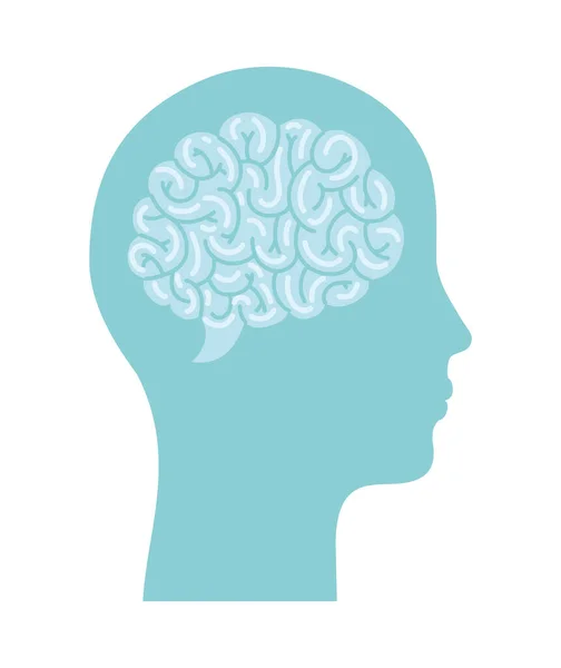 Silhouette head and brain — Stock Vector