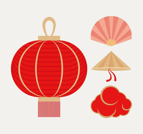 Four chinese items — Stock Vector