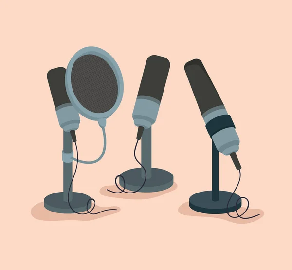 Conception de trois microphones — Image vectorielle