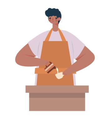 Kahveci erkek kahve yapıyor.