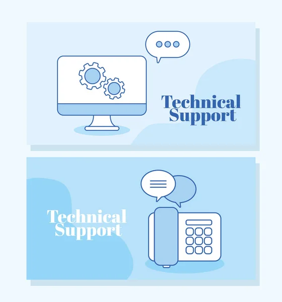 Cartes de support technique — Image vectorielle