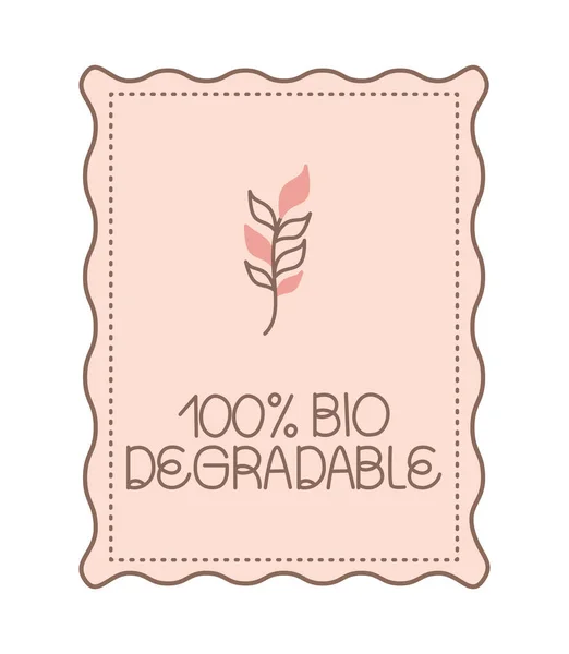 One hundred percent biodegradable card — Stock Vector