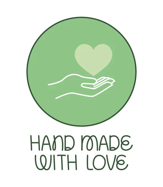 Fait à la main avec timbre d'amour — Image vectorielle