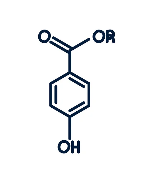 Estrutura molecular do parabeno — Vetor de Stock