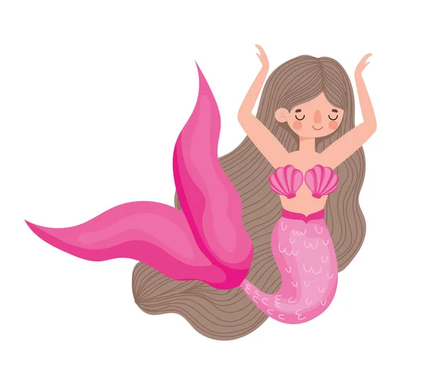 Pink mermaid icon — Stock Vector