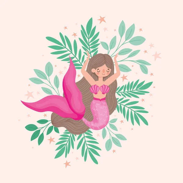 Cute pink mermaid — Stock Vector