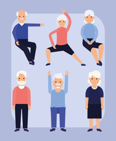 Six oldery people — Stock Vector