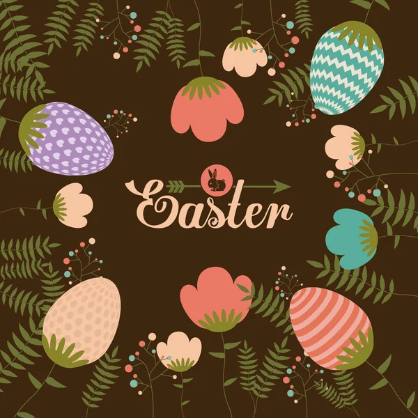 Happy easter card design, vector illustration. - Stok Vektor