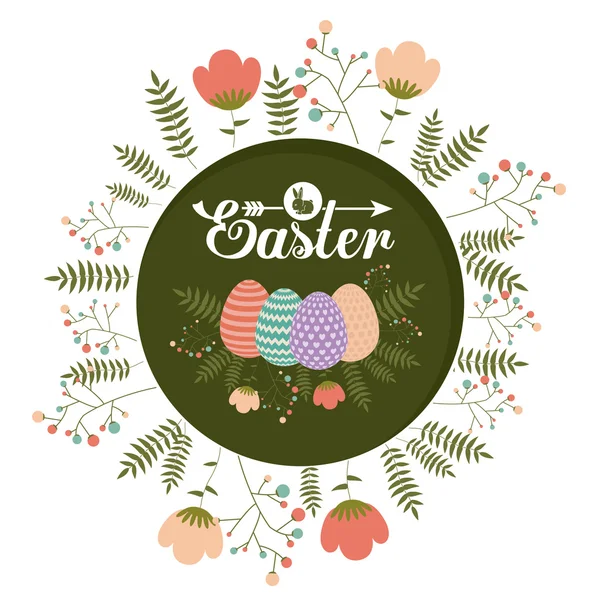 Happy easter card design, vector illustration. - Stok Vektor