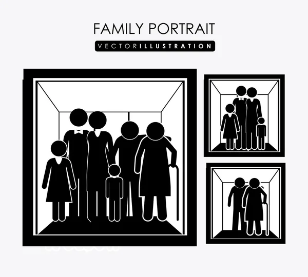 Ritratto di famiglia, disegno, illustrazione vettoriale . — Vettoriale Stock