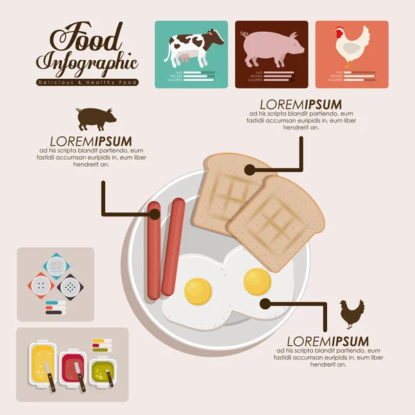 Diseño infográfico de alimentos — Archivo Imágenes Vectoriales