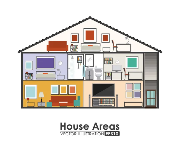 Casa áreas de diseño — Vector de stock