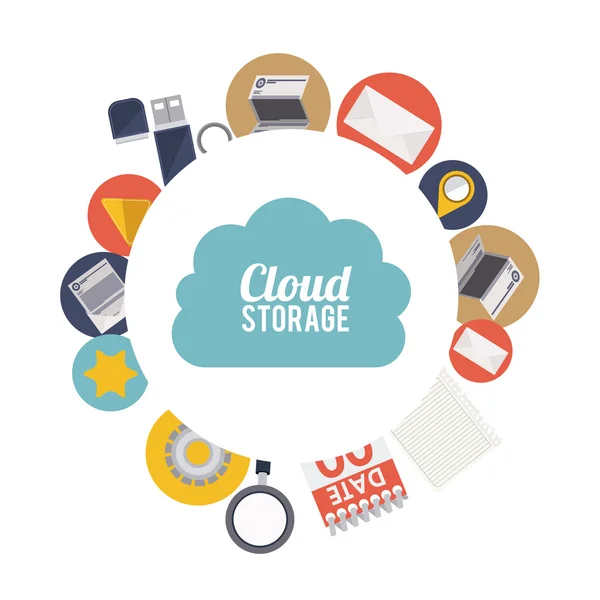 Conception de stockage Cloud — Image vectorielle