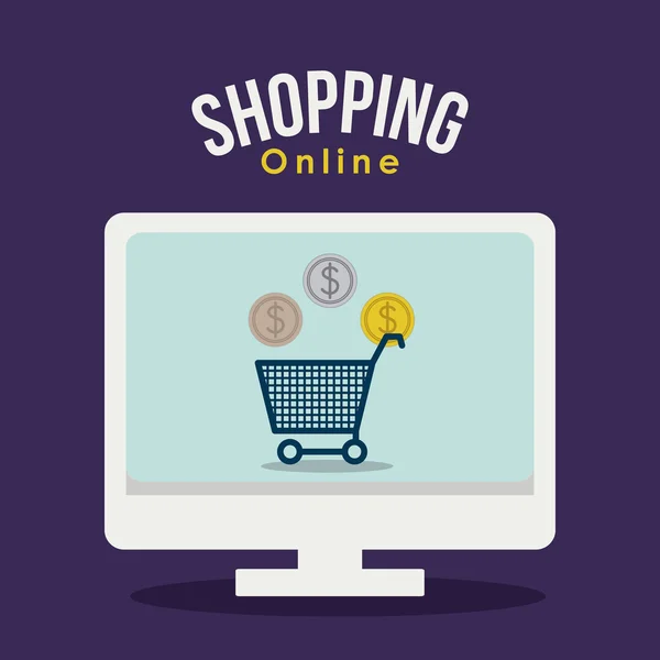 Compras online design — Vetor de Stock