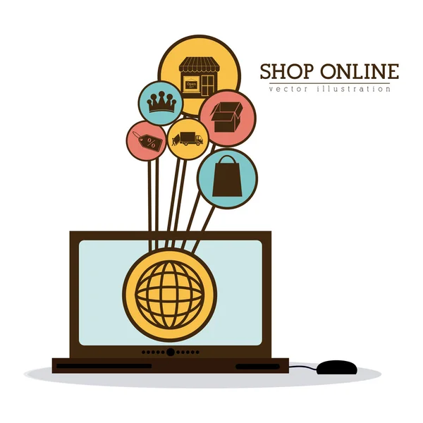 Дизайн покупок онлайн — стоковый вектор