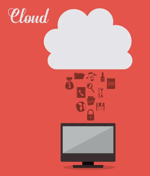 Progettazione cloud computing — Vettoriale Stock