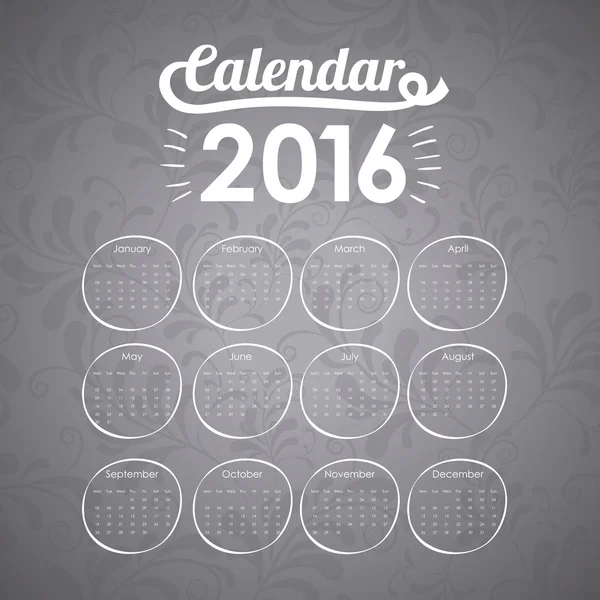 到 2016 年日历 — 图库矢量图片