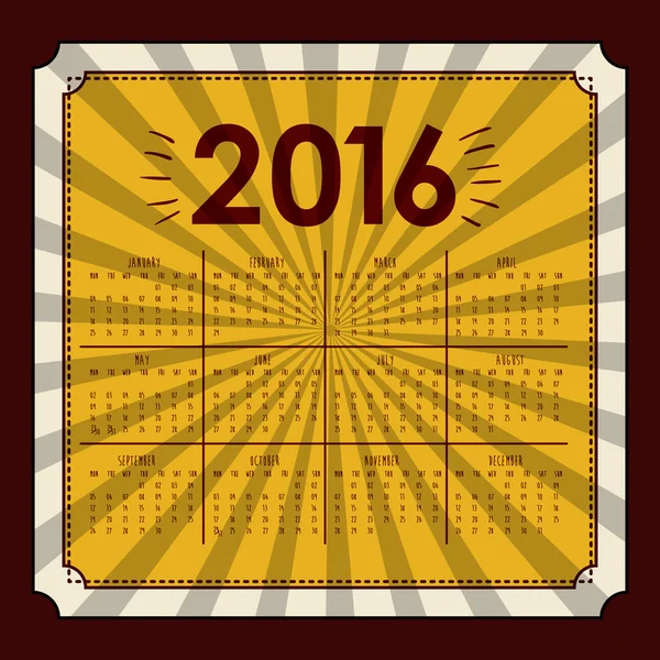 Año civil 2016 — Vector de stock