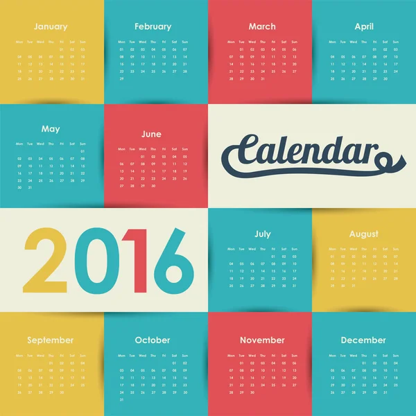 Kalenderjaar 2016 — Stockvector