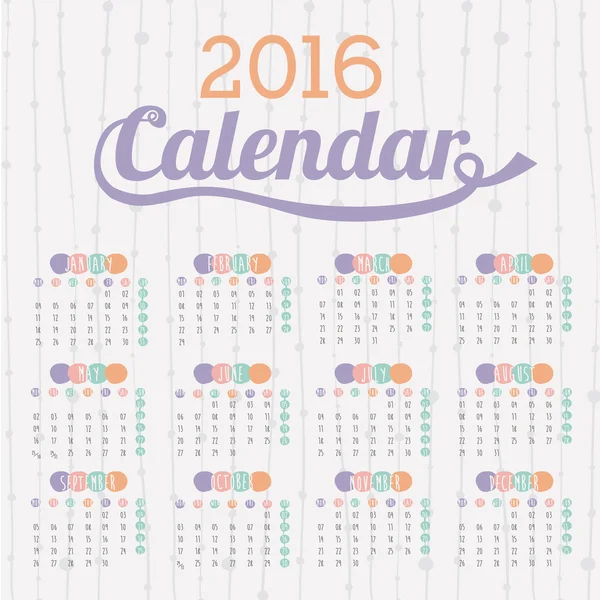 Kalenderjaar 2016 — Stockvector
