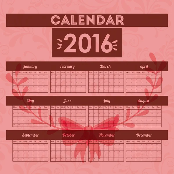 Calendar year 2016 — Stock Vector