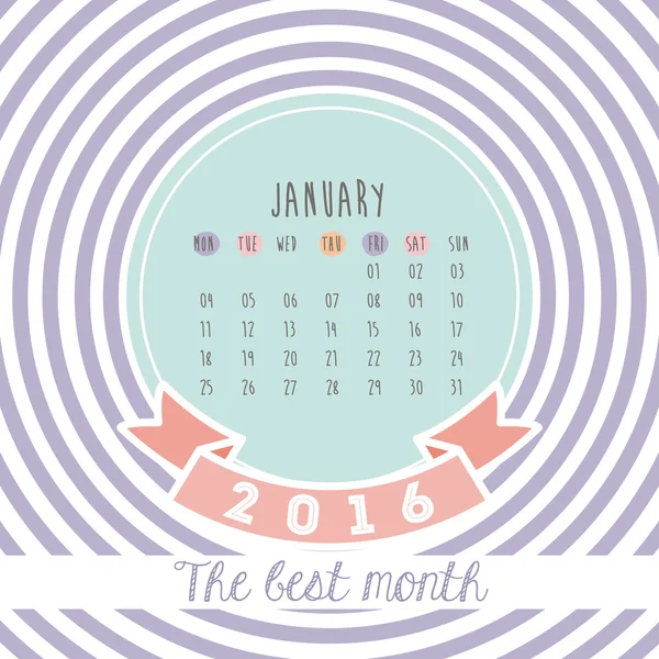 Календарный год 2016 — стоковый вектор