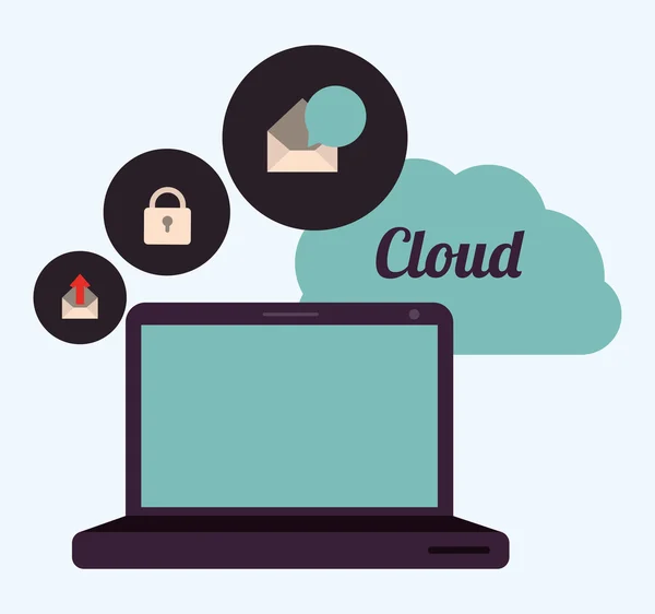Cloud computing, illustrazione vettoriale — Vettoriale Stock