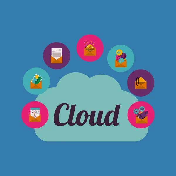 Cloud computing, illustrazione vettoriale — Vettoriale Stock