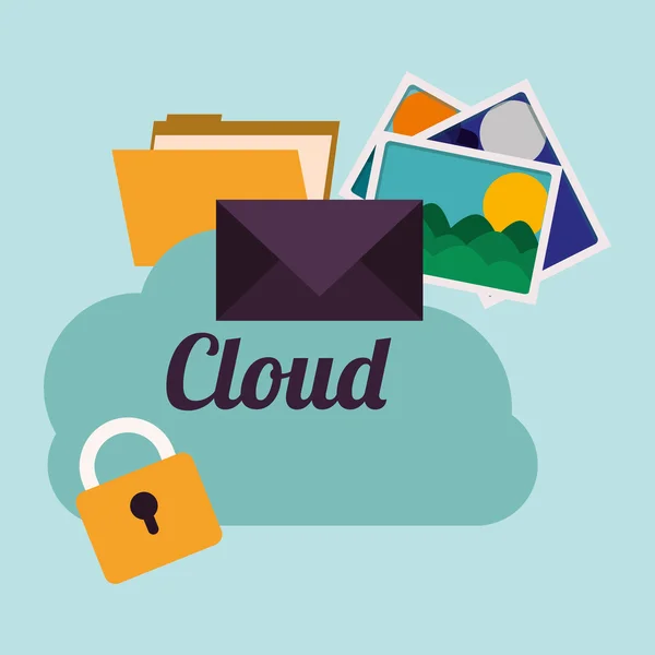 Cloud computing, illustrazione vettoriale — Vettoriale Stock