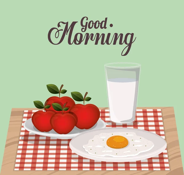 Jó reggelt reggeli design — Stock Vector