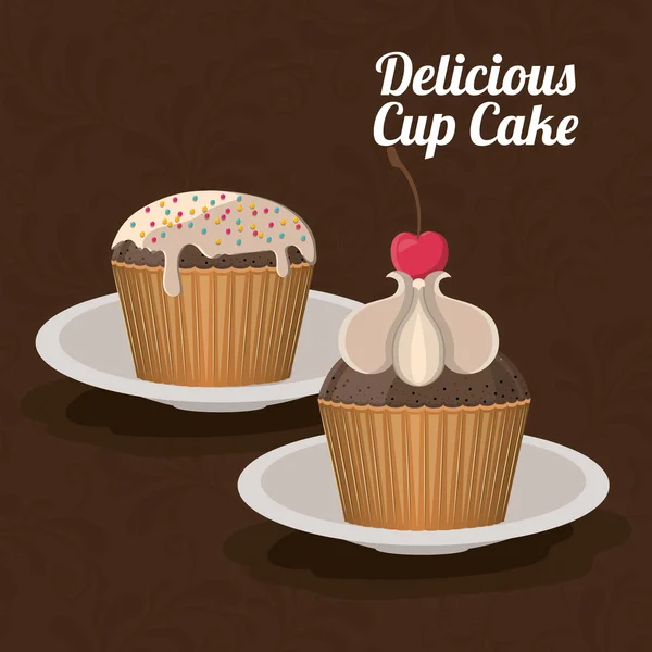 Delicioso diseño de cupcakes — Vector de stock