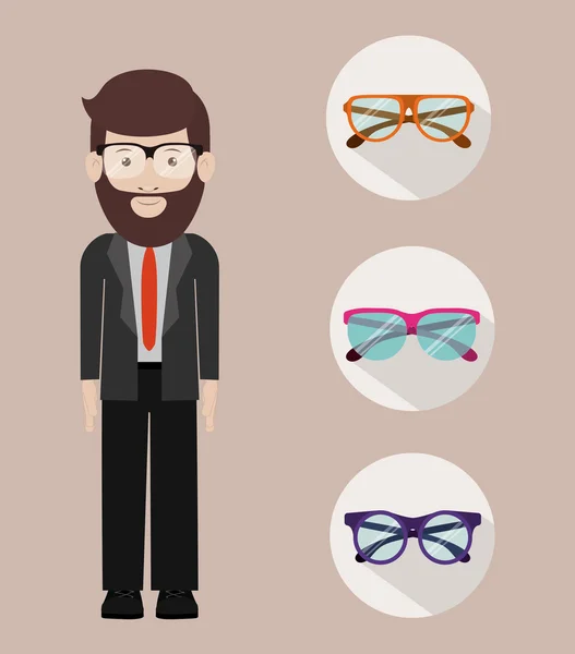 Tipos e estilos de design de óculos — Vetor de Stock