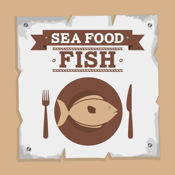 Deniz gıda balık tasarım — Stok Vektör