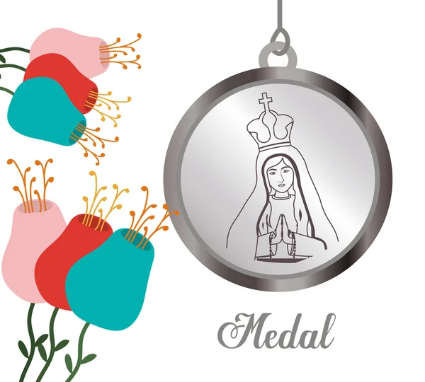 Disegno medaglia santa — Vettoriale Stock