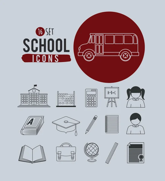 Set school icons design — Stock Vector