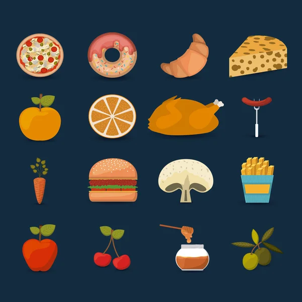 Food set icons design — Stock Vector