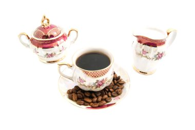 kahve çekirdekleri, şekerlik ve kahve